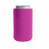 A drink bottle holder in a vibrant pink colour, designed to fit standard cans, featuring a smooth surface.