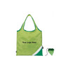 A foldaway shopping bag in green, featuring a logo space and a matching small pouch for storage.
