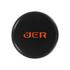 A black lid with a logo on top, designed to fit small kraft paper cylinders measuring 55 x 90mm.