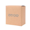A medium square gift box in natural brown cardboard featuring a grey logo on the front.
