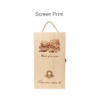 A wooden wine box featuring a natural wood finish with decorative engravings and a handle for carrying.