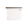 A silicone reusable storage pouch in clear with a brown top, featuring a logo. Holds up to 1000ML.