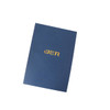 A4 presentation folder in navy blue with a gold logo on the front.