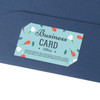 A4 presentation folder in navy blue, featuring floral designs and a card holder for business cards.
