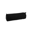 A black canvas pencil case with a zip closure, featuring a simple and sleek design.