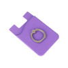 A purple phone wallet with a silver ring on the back, featuring a textured upper section. It has a logo.
