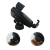 A black wireless car charger with a mounting clip and adjustable base. Features circular and hexagonal bases.