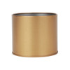 A small, gold tin can without a lid, featuring a smooth metallic finish and a grey interior.