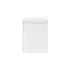 A square tin box in white, measuring 80 x 80 x 110mm, featuring a lid and a minimalistic design.