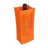 An orange non-woven single bottle bag with a rope handle, containing a drink bottle and featuring a logo.