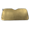A bubble aluminium car sunshade in gold with a black edge, designed for vehicle protection from the sun.
