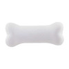 A white bone-shaped stress reliever with a smooth surface, designed in a fun animal theme.