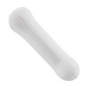 A white bone-shaped stress reliever with curved ends, featuring a smooth texture and a simple design.