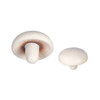 Mushroom shape stress relievers in white with brown detailing, one larger and one smaller, featuring a logo.