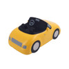 A yellow sports car-shaped stress reliever with a black interior and steering wheel design.