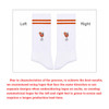 Crew Premium Digital Printed Socks in white with orange stripes and a decorative drink logo, featuring left and right designs.