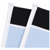 A rectangular cheering flag stick featuring blue, black, and white fabric with white plastic poles.