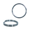 A metal split ring in a shiny silver finish, presented in two angles. It features a smooth surface.