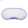 A purple and white sleep eye mask with a smooth surface and a contoured shape. Features a logo.