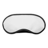 A white eye mask with black trim, featuring a smooth, contoured design for sleep and relaxation.