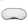 A light grey eye mask with dark grey trim, featuring a simple, smooth design and a logo.