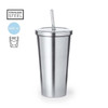 Double walled stainless steel thermal cup metal straw