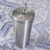 Double walled stainless steel thermal cup metal straw