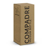 A drink bottle in a brown packaging box, featuring a simple outline design and a logo.