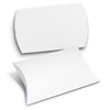 An extra large white pillow box with a curved design, featuring a flap closure and a logo.