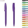 A purple plastic pen with a transparent barrel, featuring a clip. Various other colours of pens are displayed alongside.