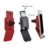 A red and black mobile holder with air freshener, featuring an anti-slip pad and space for a lemon-scented insert.
