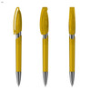 Translucent yellow plastic pens with silver-toned accents, featuring a clip and a click-top mechanism.