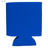 A royal blue foam stubby cooler with a sturdy base and a smooth surface. It features a logo.
