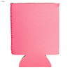 A pink neoprene stubby cooler with a simple design and a logo. Suitable for holding drinks.