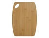 A bamboo cheese board with a rectangular shape and a cut-out handle, featuring a natural wood finish.