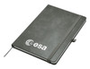 Apex A5 notebook in grey with an elastic band closure and a logo on the cover.