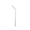 A stainless steel drinking straw, featuring a sleek design with a slight bend, on a plain background.