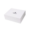 A white foldable magnetic box with a logo displayed on the top. It features a clean, minimalistic design.