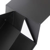 A medium foldable magnetic box in black with a white interior triangle. Features a logo on the exterior.