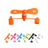 A bright orange 3 in 1 smart phone fan with multiple coloured versions displayed below, featuring a logo.