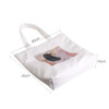 A white velvet tote bag featuring a full-colour design on both sides, measuring 40cm by 35cm by 10cm.