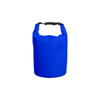 A blue waterproof dry bag with a black buckle closure, suitable for keeping contents dry.