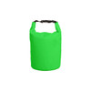 A bright green waterproof dry bag with a black buckle strap. Simple design, suitable for outdoor activities.
