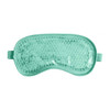 A gel eye mask in mint green featuring a bubble texture, designed for cold or hot therapy. Includes straps.