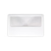 A white PVC magnifier card with a transparent magnifying area at the top, suitable for office use.
