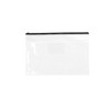 A transparent A4 file bag with a black zip closure and no visible contents.