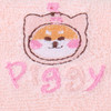 A soft pink towel featuring an embroidered cute piggy face and the word "piggy" in pink letters.