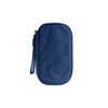 A navy blue electronic accessory organiser bag with a zip closure and a wrist strap.