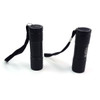 Two portable black LED torches with attached keyring straps on a white background. Each torch features a textured grip.