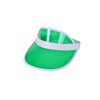 A green PVC sunscreen hat with a white band, featuring a wide visor for sun protection.